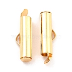 304 Stainless Steel Slide On End Clasp Tubes, Slider End Caps, Real 18K Gold Plated, 19x6x4mm, Hole: 3.5x1.5mm, Inner Diameter: 3mm(X-STAS-C044-08A-G)