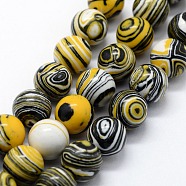 Synthetic Malachite Beads Strands, Dyed, Round, Black, 10mm, Hole: 1mm, about 38pcs/strand, 14.96 inch(38cm)(G-A186-C-02)