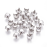 316 Surgical Stainless Steel Sew on Prong Settings, Claw Settings for Pointed Back Rhinestone, Prong Settings, Round, Stainless Steel Color, 5x4mm, Hole: 0.8mm, Inner: 4.5mm(X-STAS-I118-05P-02)