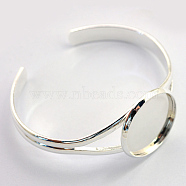 Brass Cuff Bangle Making, Blank Bangle Base, Silver Color Plated, Tray: 25mm, 60.5mm(X-KK-S749-03S)