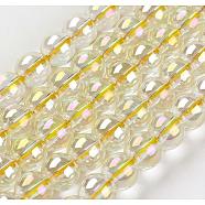 Electroplate Glass Beads Strands, Full Rainbow Plated, Round, Light Yellow, 6~6.5mm, Hole: 1mm, about 70~71pcs/strand, 15.5 inch(GLAA-K025-FR-6mm-A04)