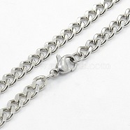 Men's 304 Stainless Steel Curb Chain Necklaces, with Lobster Claw Clasps, Faceted, Stainless Steel Color, 24.4 inch(62cm)(STAS-O037-57P)