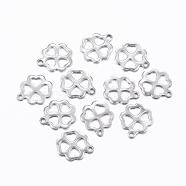 201 Stainless Steel Hollow Pendants, Clover, Stainless Steel Color, 12.5x10.5x1mm, Hole: 1mm(STAS-H376-18)