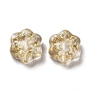 Transparent Plating Acrylic Beads, Golden Metal Enlaced, Flower, Clear, 18.5x17x6.5mm, Hole: 1.5mm(X-OACR-L013-028)