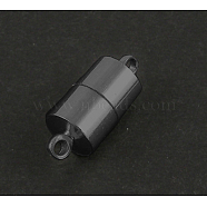 Brass Magnetic Clasps with Loops, Column, Nickel Free, Gunmetal, 17x7mm, Hole: 1.5mm(KK-MC027-01B-NF)