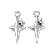 316 Surgical Stainless Steel Pendants, Star Charm, Antique Silver, 22x11x3mm, Hole: 2.2mm(STAS-G349-35AS)