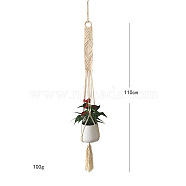 Bohemian Handmade Woven Cotton Hanging Planter with Tassels Tapestry, for Bedroom Home Wall Decor, Beige, 1100mm(PW23011804589)