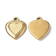 Ion Plating(IP) 304 Stainless Steel Pendants, Heart Charm, Real 18K Gold Plated, 18.5x15.5x2.5mm, Hole: 1.8mm(STAS-C066-02G)
