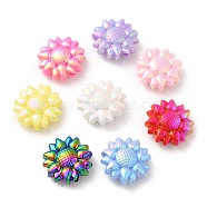 UV Plating Opaque Acrylic Beads, Luminous Beads, Iridescent, Sunflower, Mixed Color, 19.5~20x8mm, Hole: 2mm(X1-SACR-L005-01)
