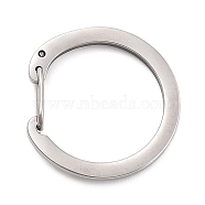 304 Stainless Steel Push Gate Snap Key Clasps, Manual Polishing, Round Ring, Stainless Steel Color, 25x24x5mm, Inner Diameter: 20x18.5mm(STAS-B022-01P-01)
