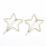 Alloy Hollow Geometric Hair Pin, Ponytail Holder Statement, Hair Accessories for Women, Cadmium Free & Lead Free, Star, Golden, 50x53mm, Clip: 64mm long(PHAR-N005-014G)