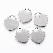 201 Stainless Steel Charms, Stamping Blank Tag, Heart Lock, Stainless Steel Color, 14x12.5x0.8mm, Hole: 4x3.5mm(STAS-K154-28P)