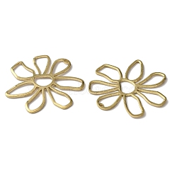 Brass Pendants, Hollow, Flower Charm, Raw(Unplated), 34x36x1mm, Hole: 1.2mm(KK-WH0044-108)