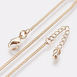 Long-Lasting Plated Brass Curb Chain Necklaces, with Lobster Claw Clasp, Nickel Free, Real 18K Gold Plated, 18.1 inch (46cm), 1.2mm(X-NJEW-K112-07G-NF)