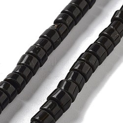 Handmade Lampwork Beads, Column, Black, 8~8.5x4~6mm, Hole: 1.8mm, about 131pcs/strand, 25.79''(65.5cm)(LAMP-Z008-04A)