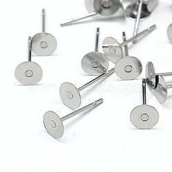 Original Color Stainless Steel Stud Earring Findings, 12x5mm, Pin: 0.7mm(X-STAS-E025-5)