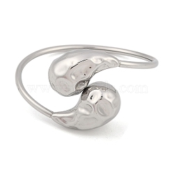 Non-Tarnish 304 Stainless Steel Textured Teardrop Bangles, Stainless Steel Color, Inner Diameter: 1-7/8×2-3/8 inch(4.7×6cm)(BJEW-M042-03P)