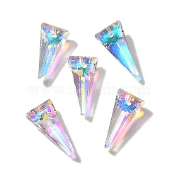 Glass Pendants, Triangle, AB Color, Faceted, Clear AB, 19.5x10x5.5mm, Hole: 1.4mm(GLAA-I057-16A)