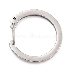 Non-Tarnish 304 Stainless Steel Push Gate Snap Key Clasps, Manual Polishing, Round Ring, Stainless Steel Color, 25x24x5mm, Inner Diameter: 20x18.5mm(STAS-B022-01P-01)