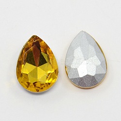 Glass Pointed Back Rhinestone, Back Plated, Faceted, Teardrop, Gold, 18x13x6mm(RGLA-Q002-16)
