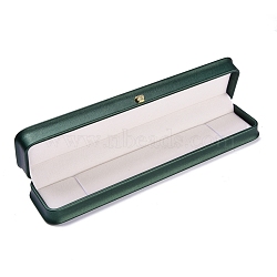 PU Leather Necklace Box, with Golden Iron Crown, for Wedding, Jewelry Storage Case, Rectangle, Dark Green, 9-3/8x2-1/4x1-1/2 inch(23.9x5.6x3.7cm)(LBOX-A002-04C)