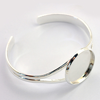 Brass Cuff Bangle Making, Blank Bangle Base, Silver Color Plated, Tray: 25mm, 60.5mm
