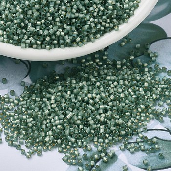 MIYUKI Delica Beads, Cylinder, Japanese Seed Beads, 11/0, (DB2190) Duracoat Semi-Frosted Silver Lined Dyed Laurel, 1.3x1.6mm, Hole: 0.8mm, about 2000pcs/10g