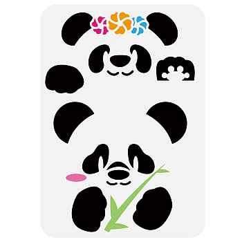 Plastic Drawing Painting Stencils Templates, for Painting on Scrapbook Fabric Tiles Floor Furniture Wood, Rectangle, Panda, 29.7x21cm