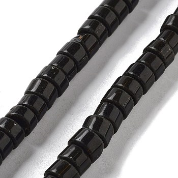 Handmade Lampwork Beads, Column, Black, 8~8.5x4~6mm, Hole: 1.8mm, about 131pcs/strand, 25.79''(65.5cm)