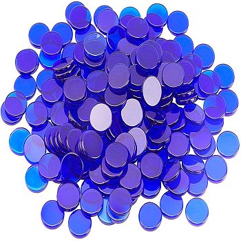 Glass Cabochons, Mosaic Tiles, for Home Decoration or DIY Crafts, Flat Round, Medium Blue, 15x2.5mm, 300pcs/box