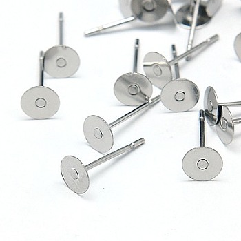 Original Color Stainless Steel Stud Earring Findings, 12x5mm, Pin: 0.7mm