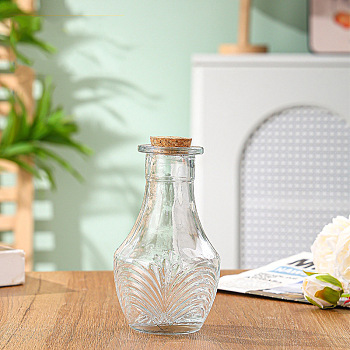 Refillable Glass Empty Bottles, with Wooden Cork, Clear, Column, 7.5x14cm