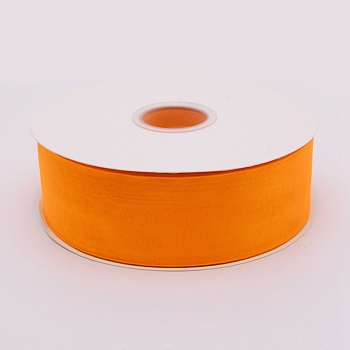 Organza Ribbon, for Crafts Gift Wrapping, Orange, 2"(50mm), about 200yards/roll(182.88m/roll)