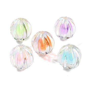 UV Plating Rainbow Iridescent Acrylic Beads, Bead in Bead, Lantern, 16.5x14.5mm, Hole: 2mm