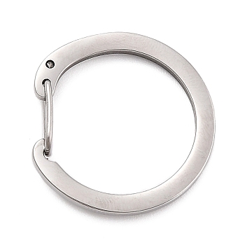 304 Stainless Steel Push Gate Snap Key Clasps, Manual Polishing, Round Ring, Stainless Steel Color, 25x24x5mm, Inner Diameter: 20x18.5mm
