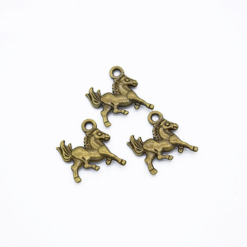 Tibetan Style Alloy Pendants, for Jewelry Making, Horse, Antique Bronze, 16x13.5x2mm, Hole: 1.5mm