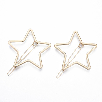 Alloy Hollow Geometric Hair Pin, Ponytail Holder Statement, Hair Accessories for Women, Cadmium Free & Lead Free, Star, Golden, 50x53mm, Clip: 64mm long