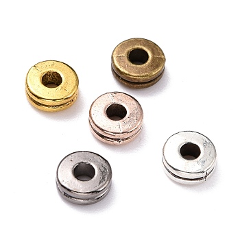 Tibetan Style Alloy Spacer Beads, Flat Round, Cadmium Free & Lead Free, Mixed Color, 6x2.5mm, Hole: 2mm
