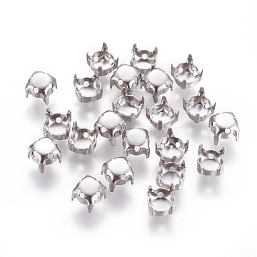 316 Surgical Stainless Steel Rhinestone Claw Settings, Prong Settings, Round, Stainless Steel Color, 5x4mm, Hole: 0.8mm, Inner: 4.5mm(X-STAS-I118-05P-02)