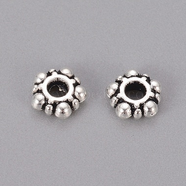 Antique Silver Alloy Rondelle Spacers Beads(X-AA116)-2