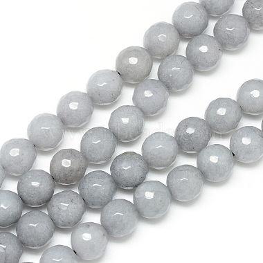 8mm LightGrey Round White Jade Beads