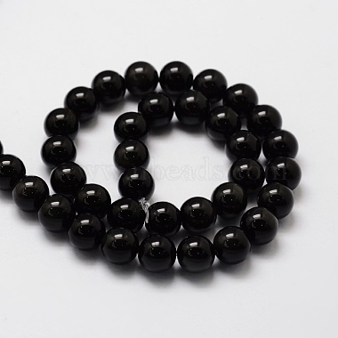 Obsidienne naturelle perles rondes brins(G-G735-19-8mm)-2