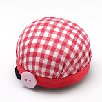 Cloth Needle Pin Cushions, with Foam inside, Half Round/Dome, Red, 60x35~37mm(TOOL-R115-06A)