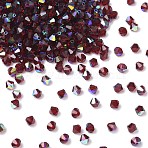 Preciosa&reg Crystal Beads, Czech Crystal, Bicone(451 69 302 Rondelle), 90091 200 Vivid Siam AB, 3mm, Hole: 0.8mm(X-PRC-BA3-90091-200)