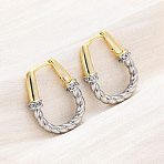 Brass Micro Pave Clear Cubic Zirconia Hoop Earrings, Long-Lasting Plated, Lead Free & Cadmium Free, Twist, Real 18K Gold Plated, 20.5x16.5x4mm(EJEW-H158-17A-GP)