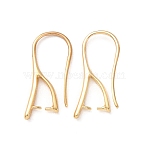 Brass Earring Hooks, Ear Wire with Pinch Bails, Cadmium Free & Lead Free, Real 24K Gold Plated, 21x2mm, Pin: 0.8mm(KK-G604-05G)