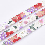Flat Cloth Cords, Flower Pattern, Colorful, 9.5x1.5mm, about 5.46 yards(5m)/roll(OCOR-T013-04B-07)