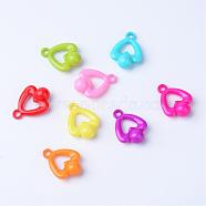 Opaque Acrylic Pendants, Heart, Mixed Color, 29.5x22x9.5mm, Hole: 3.5mm, about 350pcs/500g(SACR-S202-18)