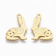 201 Stainless Steel Pendants, Easter Bunny, Golden, 19x14x1mm, Hole: 1.2mm(X-STAS-S079-117G)