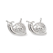 Brass Charms, Snail Charm, Real Platinum Plated, 10.5x13.5x5mm, Hole: 1.5mm(KK-C031-38P)